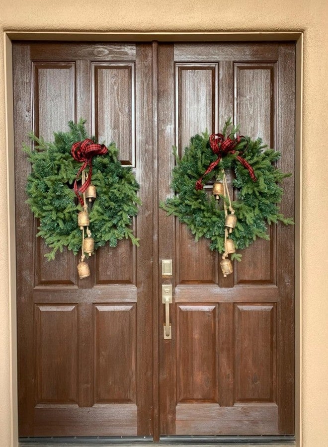 THOR INSTRUMENTS Christmas Decorations Indoor Christmas Garland Home Decor of Brass Bells Door Chime Cow Bell Harmony Rustic Vintage Wall Hanging Decor Wreath Outdoor Door Bell - Image 3